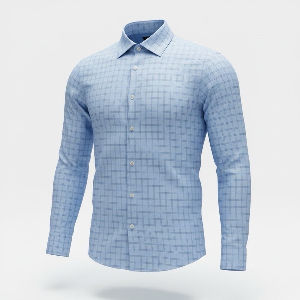 Charles Tyrwhitt Dress Shirt Men's 15.5/33 in. Slim Fit Non-Iron Blue Checkered